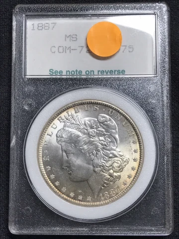 1887 P Morgan Silver Dollar BU UNC In Vintage NCI Slab Light Toning Cover