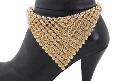 Women Gold Metal Boot Chain Band Bracelet Shoe Bling Bandanna Charm Adjustable - Image 1 of 4