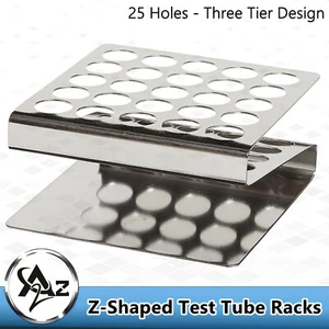 Soporte de tubo de ensayo de acero inoxidable 25 orificios 3 capas para tubos de 16-17 mm - Imagen 1 de 5