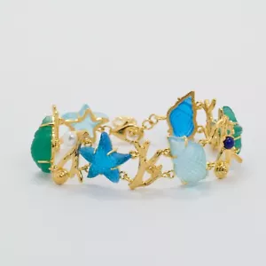 TAGLIAMONTE BRACCIALE IN ARGENTO 925 CON PASTE VITREE BLU PERLE LAPIS TGN 922 - Foto 1 di 2