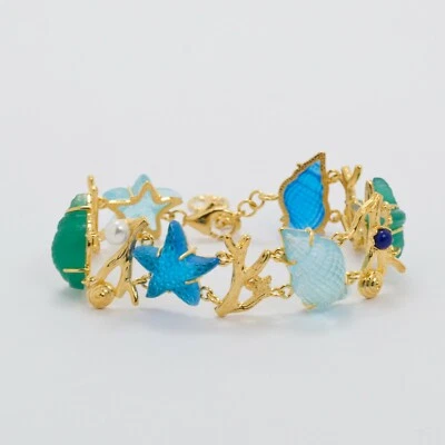 TAGLIAMONTE BRACCIALE IN ARGENTO 925 CON PASTE VITREE BLU PERLE LAPIS TGN 922 - Immagine 1 di 2