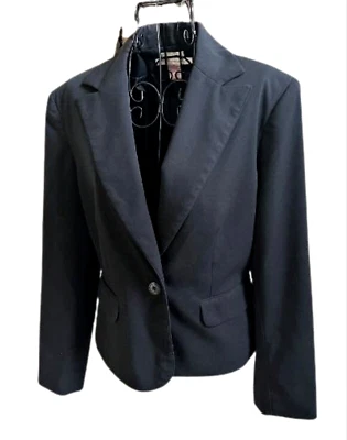 NINE & COMPANY Basics Women's 1-Button Notched Collar Short Black Jacket SIZE 12 - Image 1 of 4