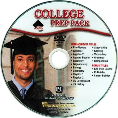 High Achiever College Prep Pack 16 Titles + Bonuses Windows XP Vista 7 8 10 Disc - Image 1 of 3