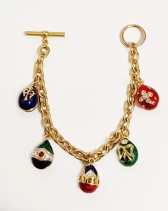Royal Imperial Russian Five Enamel Egg-Charms Bracelet - Picture 1 of 12