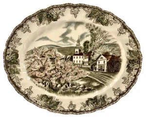 Johnson Brothers The Friendly Village Platter 12" Oval Serving Village Green (O) - Picture 1 of 3