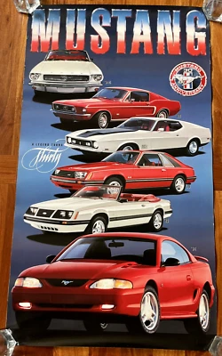 30th Anniversary Ford Mustang 36" x 20" Poster 1964 1/2 1971 1968 1979 1983 1994 - Image 1 of 4