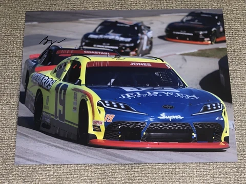 Brandon Jones Signed 8x10 Photo Jeld Wen Car On The Track NASCAR Auto COA Cover