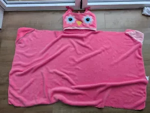 Kids Pink owl Travel/Hooded Blanket - Picture 1 of 6