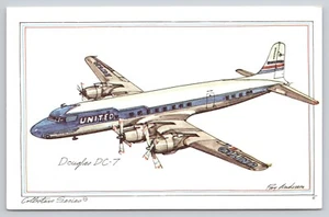 Douglas DC-7 United Airplane Artist Roy Andersen 1973 Unposted Postcard (H16) - Bild 1 von 2