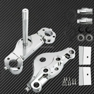 Chrome Raked 21'' 23'' Wheels Triple Trees Kits 11 Degree Fit For Harley 1997-13 - Picture 1 of 9