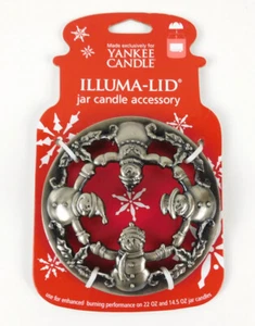 Yankee Candle Illuma-Lid Jar Candle Accessory Metal Snowmen 22 and 14.5 oz NEW - Picture 1 of 3