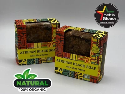 2 x 1 lb BEST Raw African Black Soap Bar 100% Pure Natural Organic Ghana Bulk ! - Image 1 of 4
