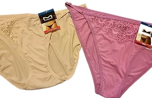 Nwt (2) Maidenform XL/8 Silky Lace String Bikini Panties Adj Side Straps Y2K 00s - Picture 1 of 12