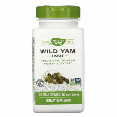 Nature's Way Wild Yam 180 pflanzliche Kapseln | PMS Menstruationsbeschwerden Menopause 180 Kappen