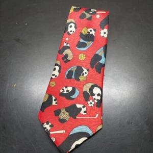 Silk Neck Tie Chang I'll Silk Panda Sports Football Soccer Basketball Golf  - Picture 1 of 4