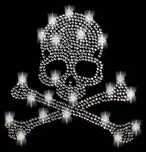 STRASSSTEINE TOTENKOPF SKULL 10x10cm klein SCHÄDEL BÜGELBILD HOTFIX APPLIKATION - Bild 1 von 5