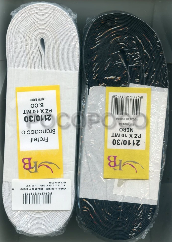 Gallone nastro elastico altezza 30 mm 2110/30 elasticizzato bianco o nero - Immagine 1 di 1