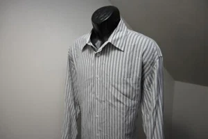 Bugatchi Uomo Striped Dress Shirt Modal Polyester Blend Long Sleeve Mens Sz XL - Picture 1 of 8