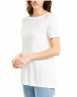 Eileen Fisher Womens Top Size Medium Petite White Short Sleeve Tunic Lyocell Tee