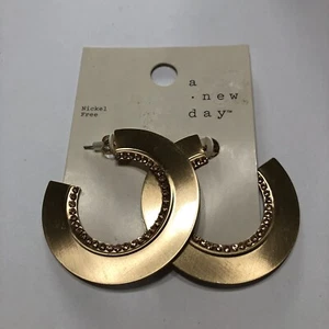 Creolen und Statement-Ohrringe aus Glas und Edelsteinen gebürstet - ein neuer Tag, Gold - Bild 1 von 12