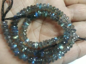 AAA Labradorite Faceted Rondelle Beads 5-5.5 mm Gemstone | 13" Strand - Picture 1 of 5