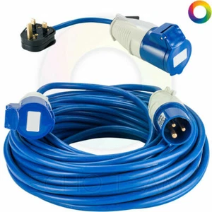 TOP QUALITY UK Caravan Camping Hook Up Cable 16A Lead Mains Plug Adaptor CMP5&6 - Picture 1 of 1