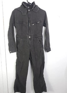 Zara Boiler Suit Womens 13 14 Denim Charcoal Gray Hooded Zip Up Jumpsuit - Picture 1 of 14