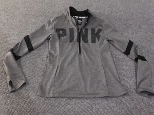 Victoria Secret Pink Sweatshirt medium gray 1/4 zip stretch performance - Picture 1 of 9