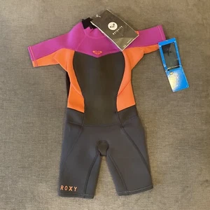 Roxy Syncro 2/2mm Kids Pink Black Long Sleeve Springsuit Wetsuit Size 2 YRS - Picture 1 of 7