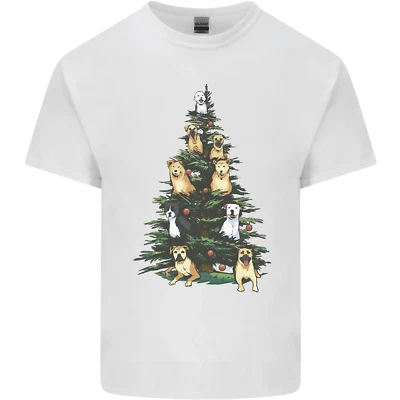 Funny Dog Christmas Tree Mens Cotton T-Shirt Tee Top - Image 1 of 4