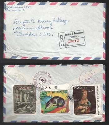 Panamá 1968 cubierta registrada a Estados Unidos. Fox Foto 1 de 3