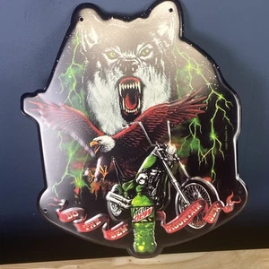 Mountain Dew Embossed Tin Metal Sign - Do the Dew - Wolf Pack - Picture 1 of 8