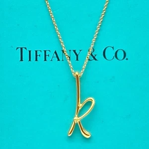 Tiffany & Co. Goldplatte Anfangsbuchstabe K Halskette 16" Silber 2,5 g - Bild 1 von 19