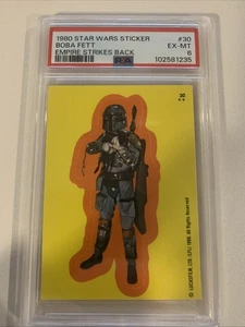 1980 Star Wars Sticker The Empire Strikes Back - Boba Fett #30 - PSA 6 - Picture 1 of 2