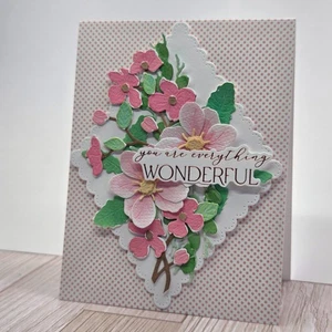 Handmade Greeting Card ocbrandy you are wonderful flowers watercolor pink - Picture 1 of 2