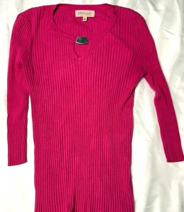 PHILOSOPHY Damen Pullover rosa gerippt 3/4 Arm Viskose/Nylon M - Bild 1 von 7
