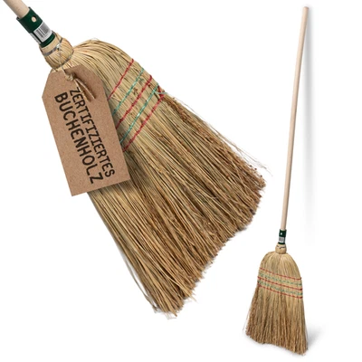 Hochwertiger Strohbesen, Reisstrohbesen 5-Naht mit Buchenholzstiel 141 x 34cm - Bild 1 von 4