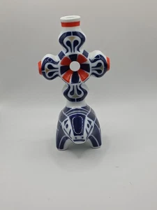 Sargadelos (Galizien) Kerzenständer 'Jabali con Cruz' handbemalt abstrakte Form - Bild 1 von 8