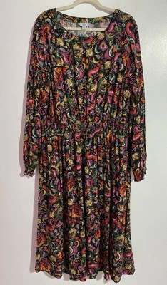 Vestido Croft & Barrow 2X Maxi Paisley Floral Otoño Otoño Campesino Boho Modesto Foto 1 de 4