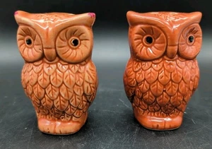 Vintage Neuheit Braun Eule Salz und Pfefferstreuer, Keramik Eulenstreuer 3" - Bild 1 von 6