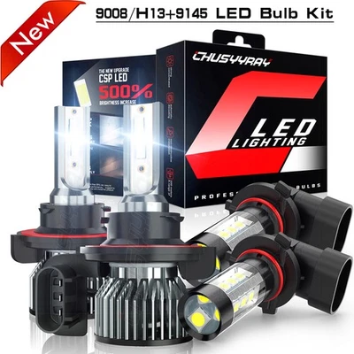 For Chevrolet HHR Wagon 2006-2011 4-Sides H13 LED Headlight 9145 Fog Light Bulbs - Image 1 of 4