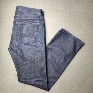 7 For All Mankind Jeans Mens 33x34 Blue Standard Straight Leg Denim Five Pocket - Picture 1 of 12