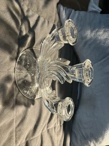 Fostoria Baroque Glass Candlestick Holder 3 Light Glows Vintage - Picture 1 of 2