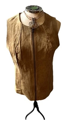 VTG 90s M Leather Vest Cowgirl Western  Suede Biker Retro Rodeo Fall Festival - Image 1 of 4