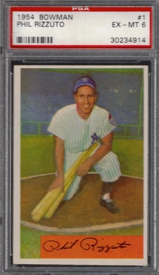 1954 年 BOWMAN #1 PHIL RIZZUTO PSA EX-MT 6 — 第 1/2 张图片