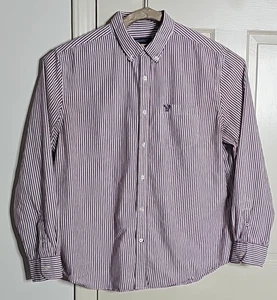 American Eagle Men's Burgundy & White Button Down Long Sleeve Shirt Size XXL - Picture 1 of 13