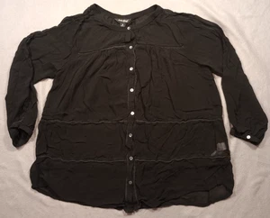 Top para mujer Lucky Brand mediano negro manga larga transparente con botones Whimsgoth - Imagen 1 de 8