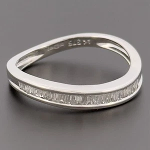 9ct White Gold Diamond Eternity Wave Band Ring Size K Hallmarked - Picture 1 of 10