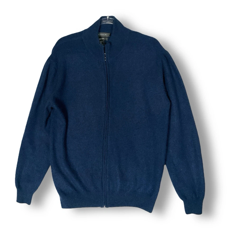 Suéter de cachemir Tahari para hombre talla XL cremallera completa cuello falso negocios informal lujo Foto 1 de 4