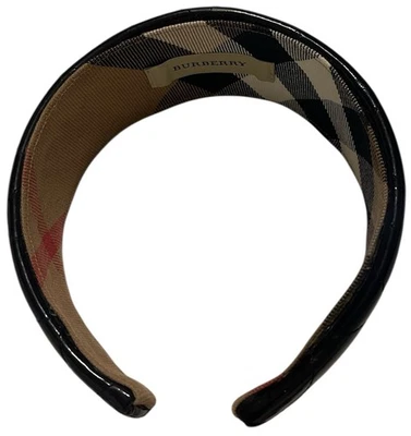 DE COLECCIÓN BURBERRY ACOLCHADO NEGRO CHAROL DIADEMA PELO CORBATA ABRIGO CUADROS NOVA Foto 1 de 4